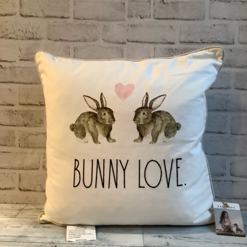 Rae Dunn Feather Filled Bunny Love Easter Pillow